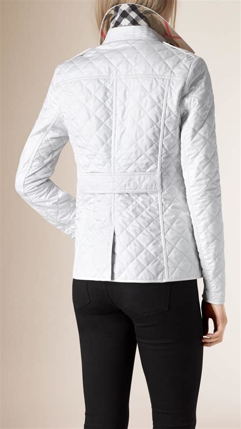 Burberry Diamond Quilted Jacket in White 